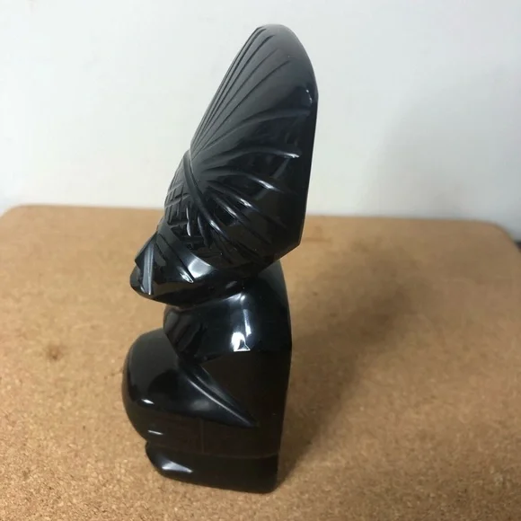 Black Tiki Vintage Numbered Handcarved Obsidian Totem Glass Cold to the Touch 7” - Picture 4 of 6